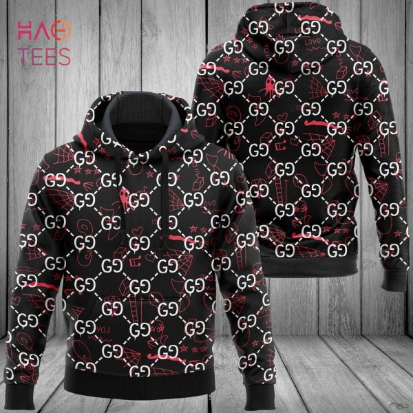 NEW Gucci Luxury Brand Hoodie And Pants All Over Printed