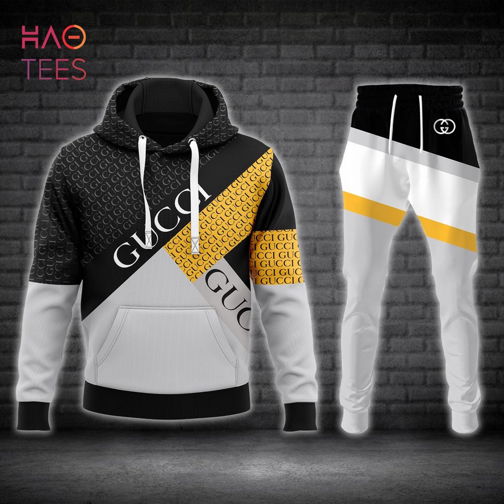 [BEST] Gucci Black White Gold Hoodie Pants Limited Edition