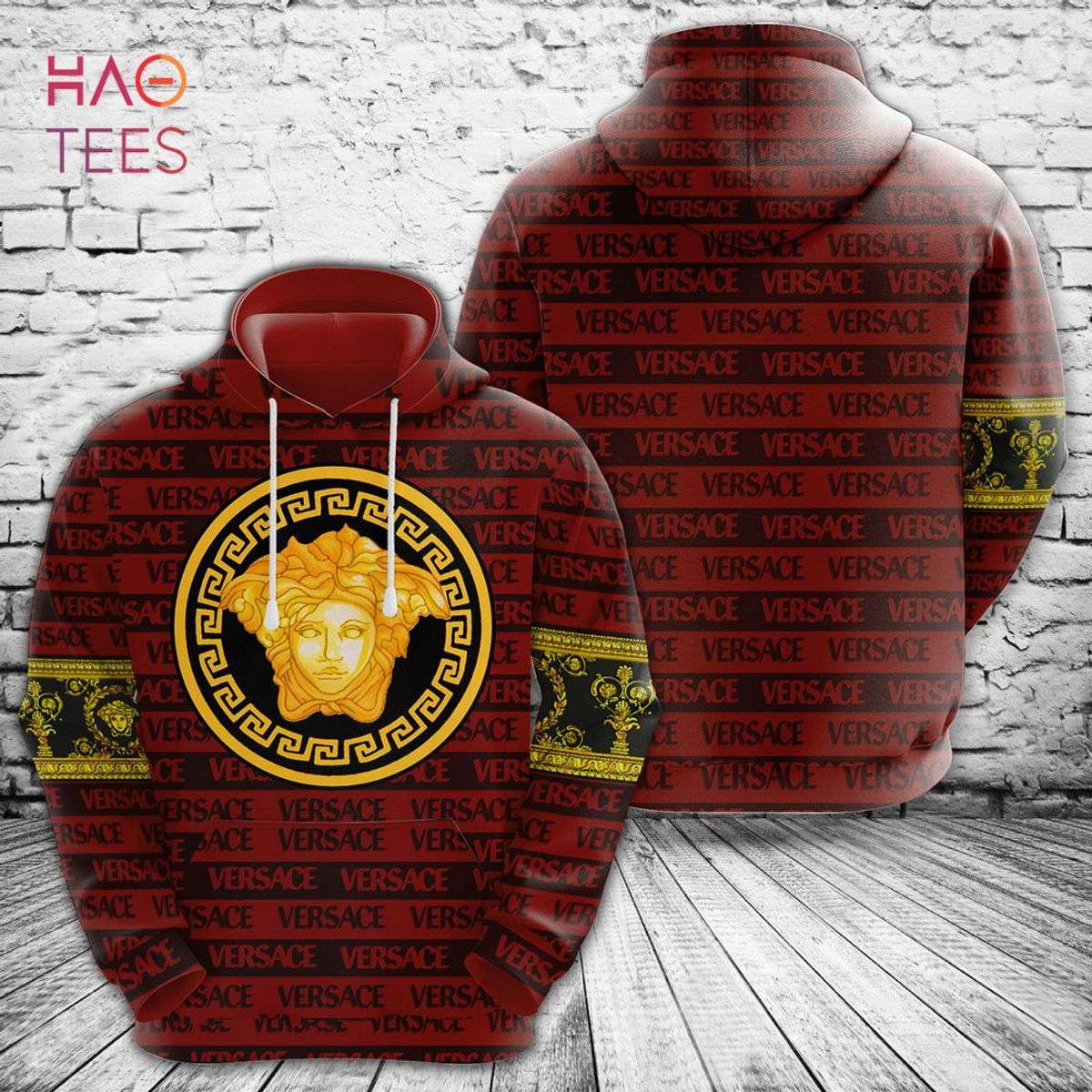 [BEST] Versace Red Luxury Brand Hoodie And Pants Limited Edition