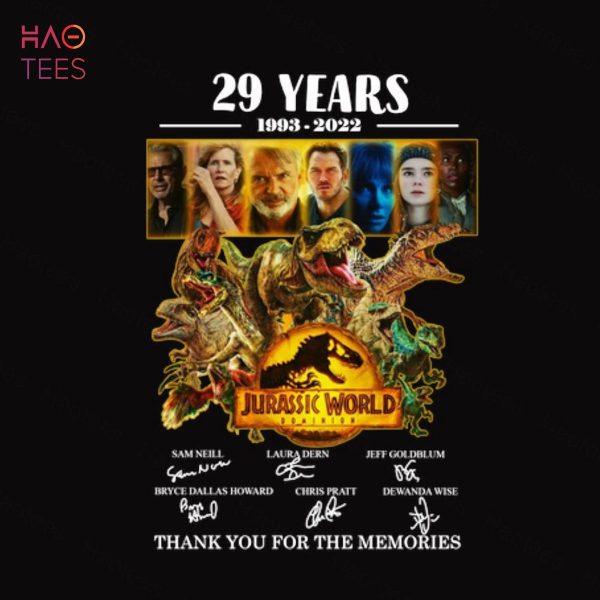 29 Years 1993-2022 Jurassic World Dominion Thank You For The Memories Signatures Shirt