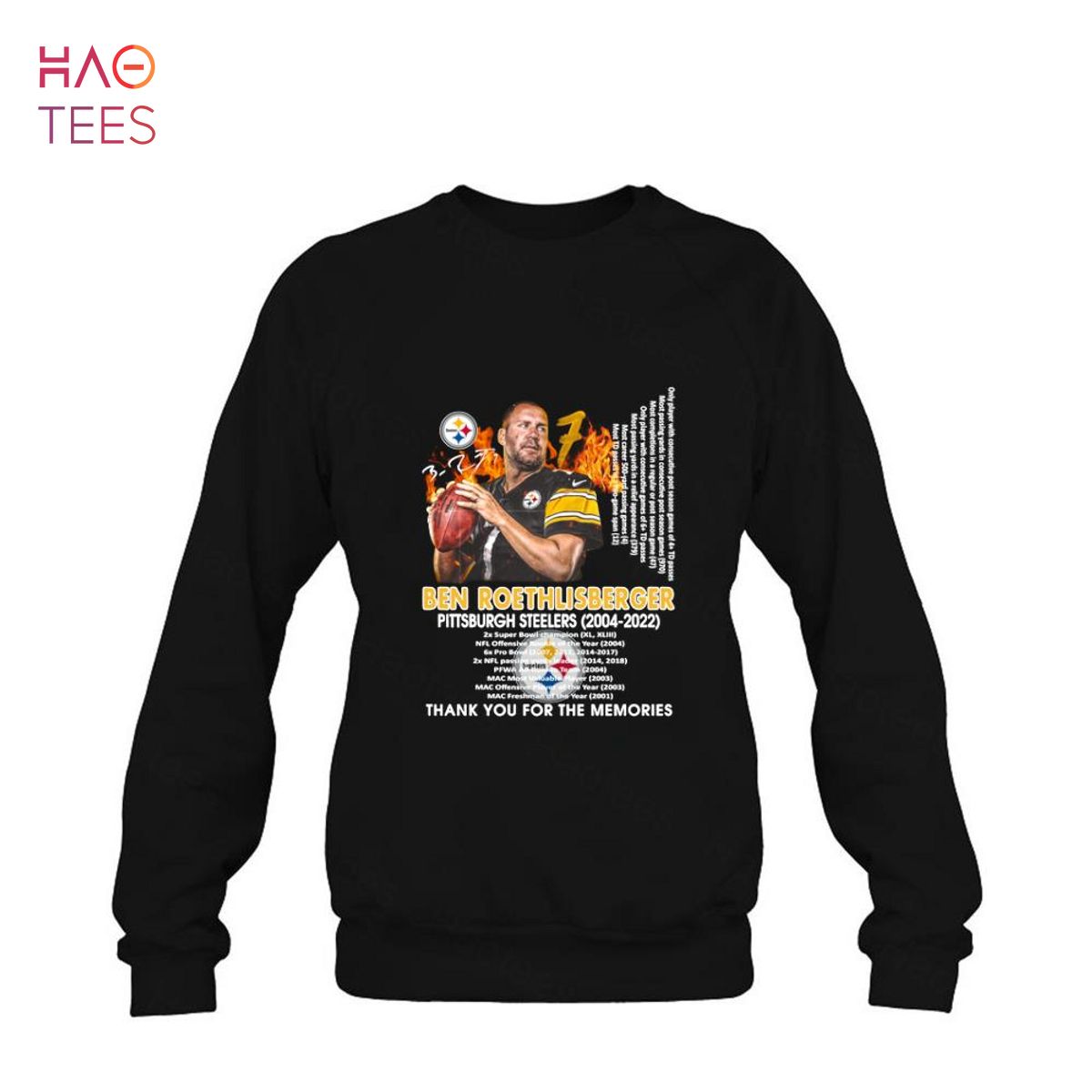 : Long Sleeve Black Ben Roethlisberger Thank You T-Shirt