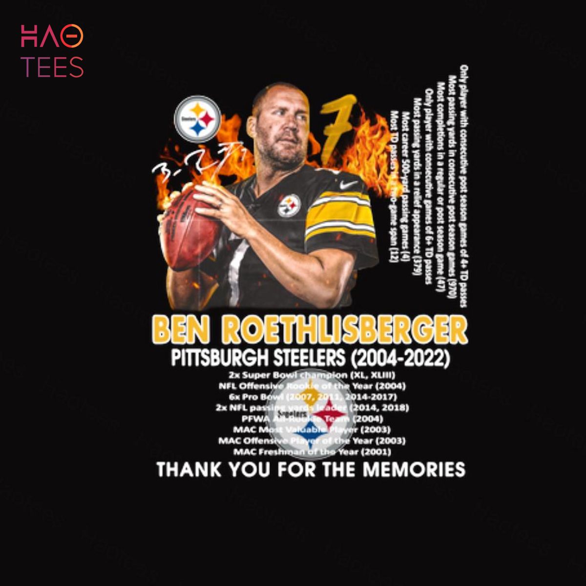 Ben Roethlisberger 2004-2022 Thank You For The Memories Shirt