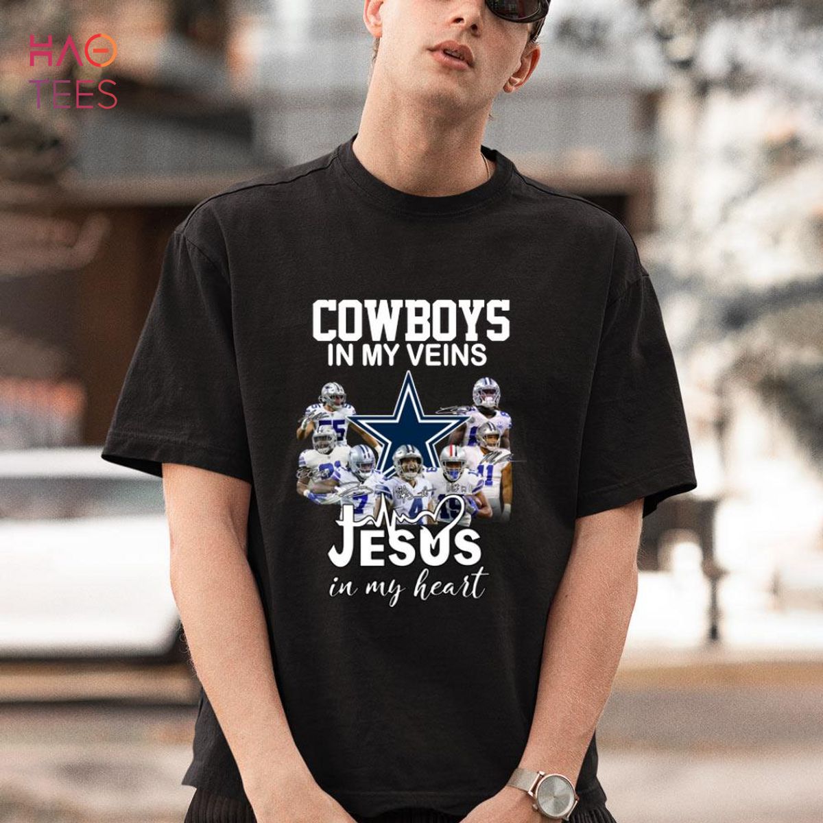 Dallas Cowboys Shirt, Cowboys In My Veins Jeus In My Heart Signatures T- Shirt - Bring Your Ideas, Thoughts And Imaginations Into Reality Today