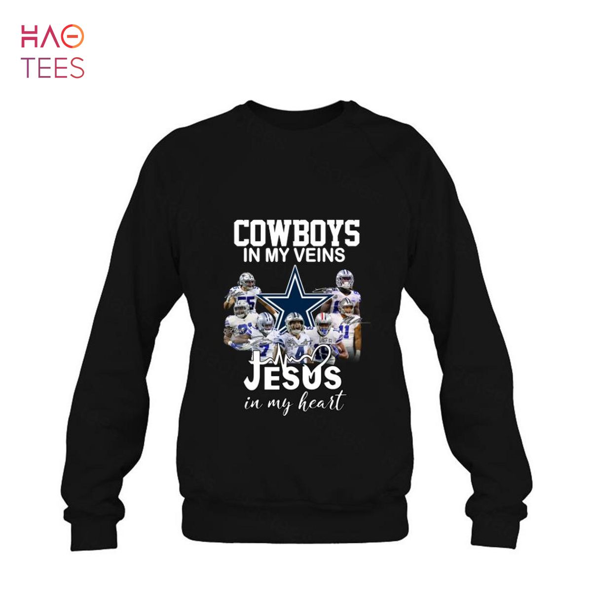 Dallas Cowboys Shirt, Cowboys In My Veins Jeus In My Heart Signatures T- Shirt - Bring Your Ideas, Thoughts And Imaginations Into Reality Today