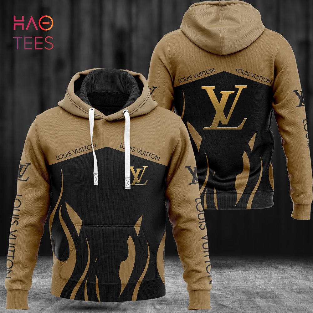 HOT Louis Vuitton Black Mix Gold Luxury 3D Hoodie Limited Edition