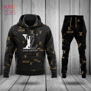 HOT Louis Vuitton Black Gold Luxury Brand Hoodie Pants Pod Design