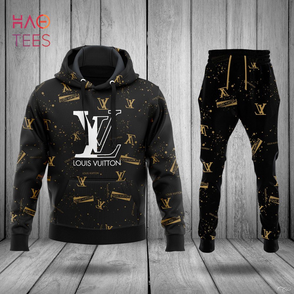 HOT Louis Vuitton Black Luxury Brand Hoodie Pants Limited Edition