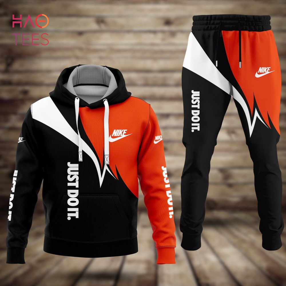 HOT NIKE Black White Orange Luxury Brand Hoodie And Pants Limited Edition Luxury Store