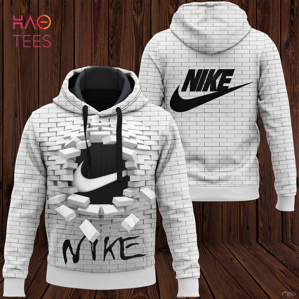 HOT NIKE White Luxury Brand 3D Hoodie Pants Limited Edition Luxury Store