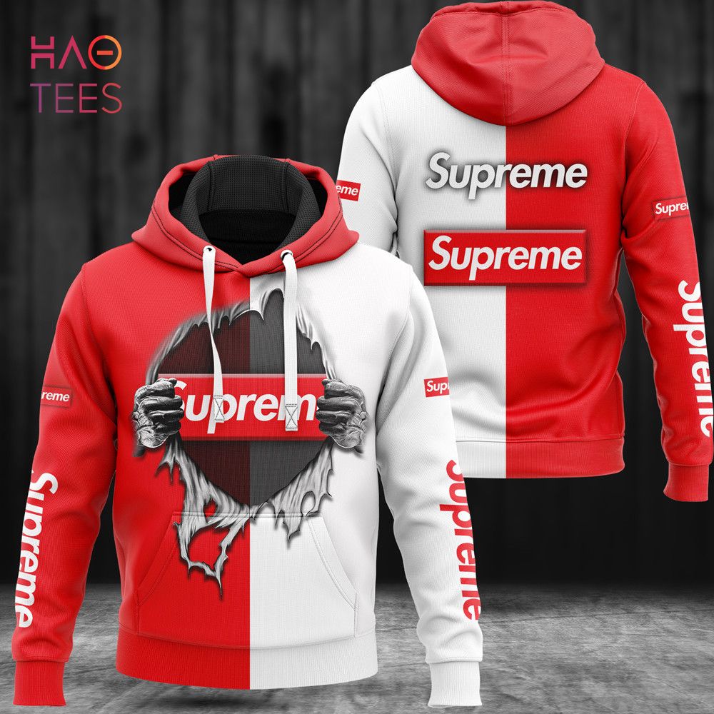 red white supreme hoodie