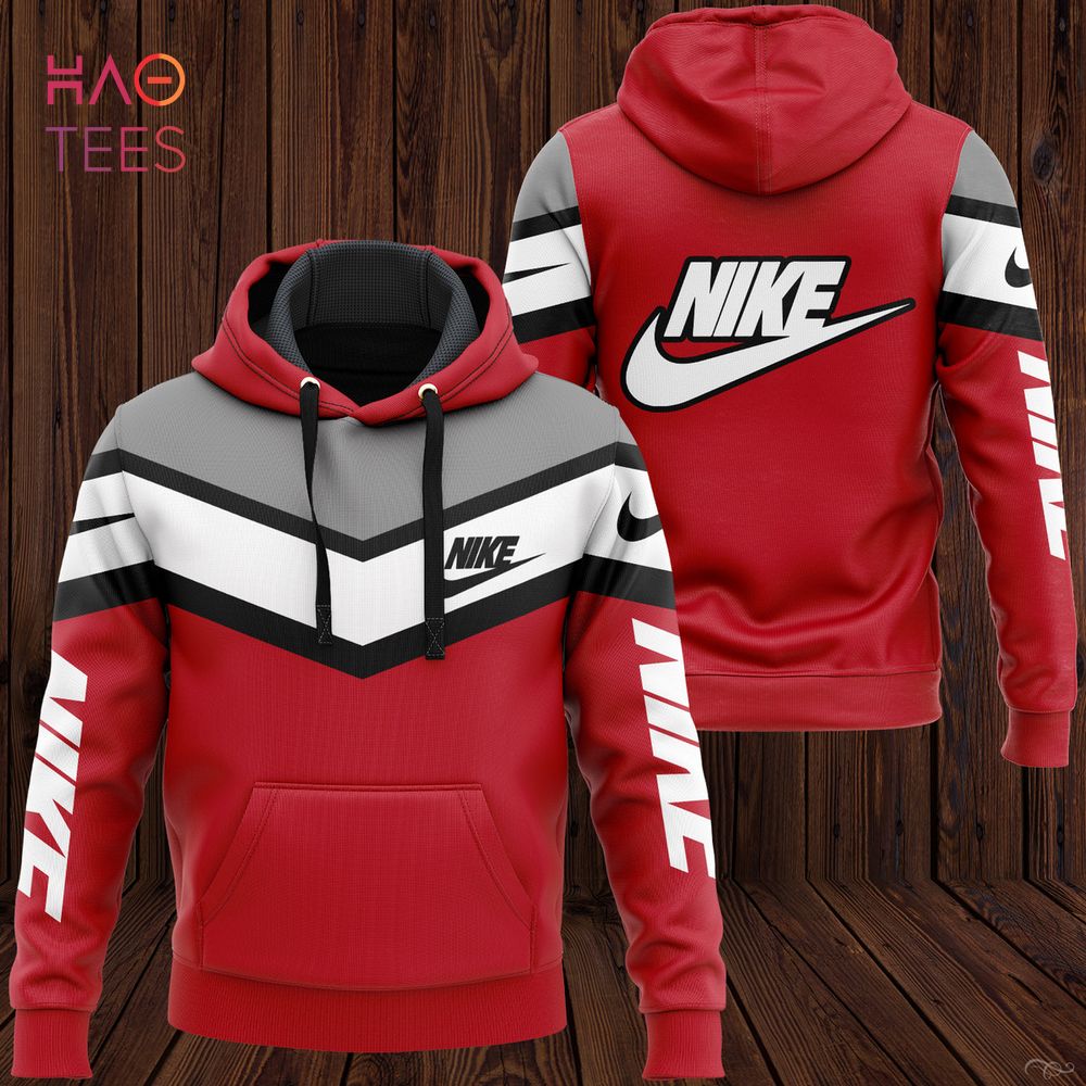 NEW NIKE Red Grey Black White Hoodie Pants All Over Printed Luxury Store