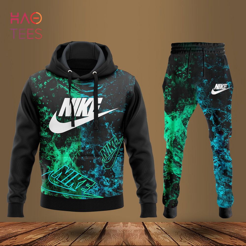 [Available] NIKE Black Green Blue Luxury Brand Hoodie And Pants Limited Edition Luxury Store