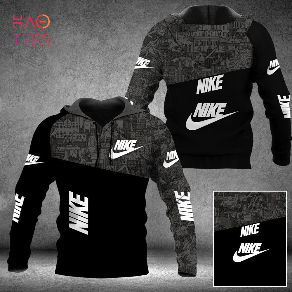 [Available] NIKE Black Luxury Brand Hoodie And Pants All Over Printed Luxury Store