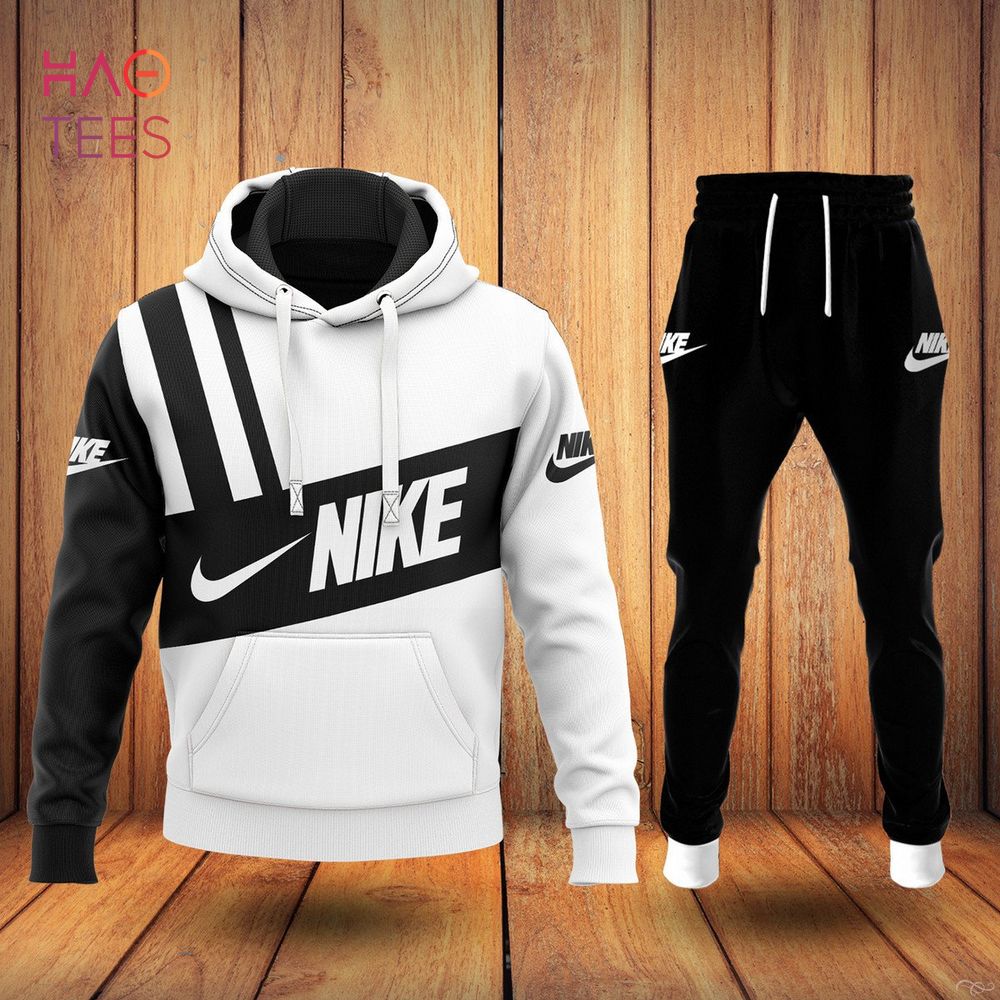 [Available] NIKE Black Whiteb Hoodie And Pants All Over Printed Luxury Store