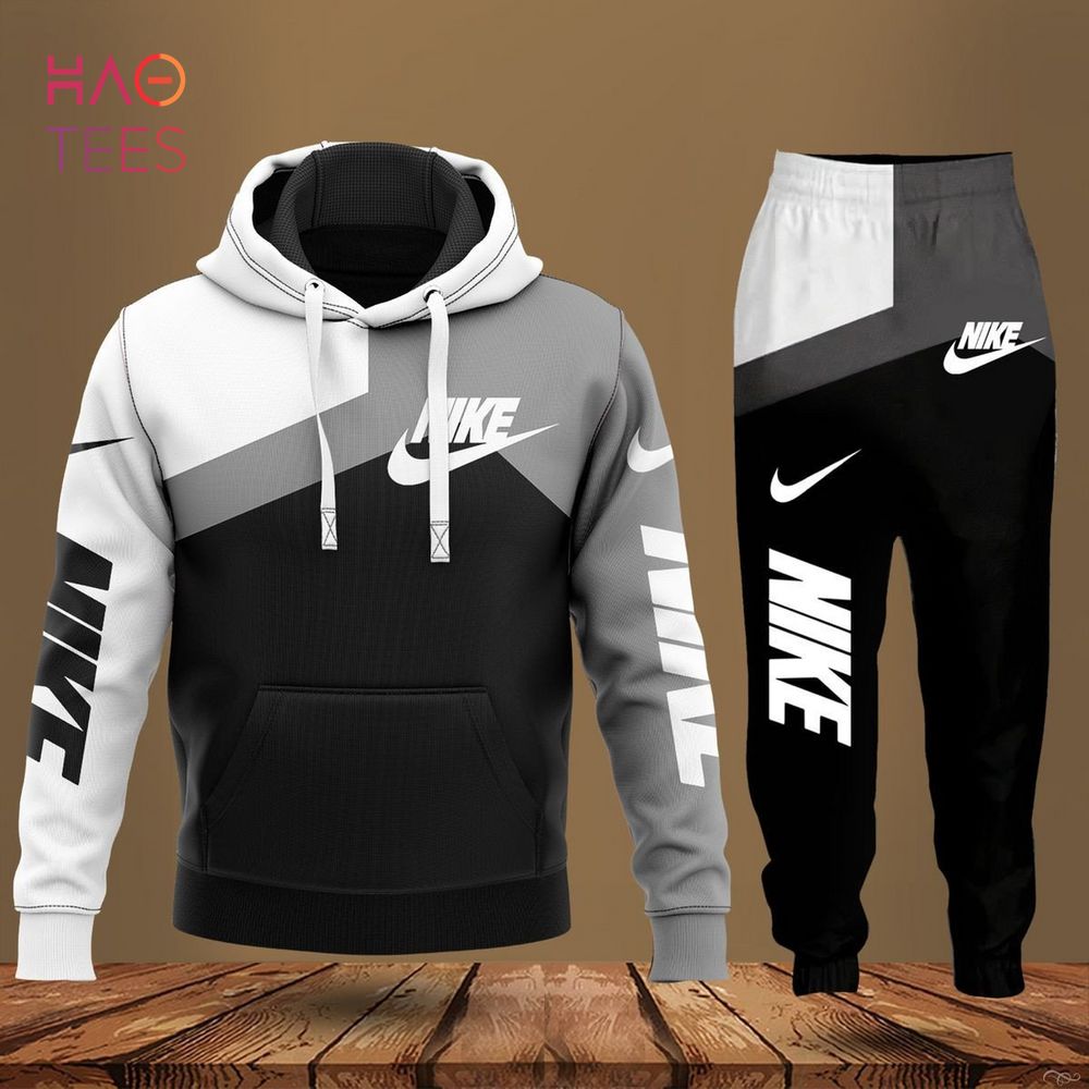 [Available] NIKE White Grey Black Hoodie Pants Limited Edition Luxury Store