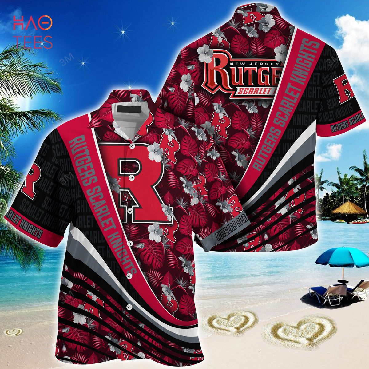 NCAA Rutgers Scarlet Knights Flower Cheap Hawaiian Shirt 3D Shirt, Rutgers  Scarlet Knights Gift - T-shirts Low Price