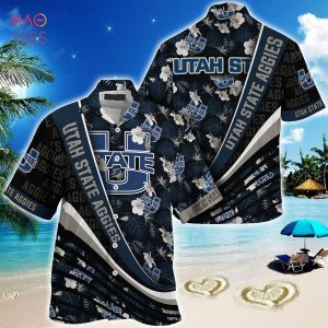 [TRENDING] Utah State Aggies Summer Hawaiian Shirt, With Tropical Flower Pattern For Fans