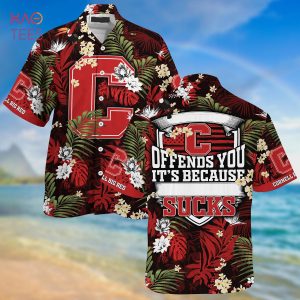 [LIMITED] Cornell Big Red Summer Hawaiian Shirt And Shorts,  With Tropical Patterns For Fans