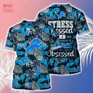 [LIMITED] Detroit Lions NFL-Summer Hawaiian Shirt And Shorts, Stress Blessed Obsessed For Fans