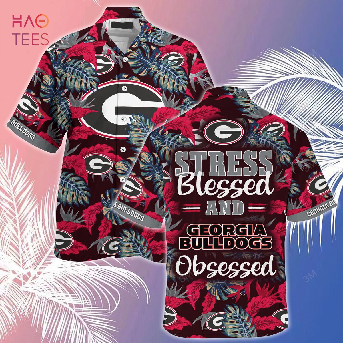 Georgia Bulldogs Plus Size 3D Hawaiian Shirt Best For Fans Beach