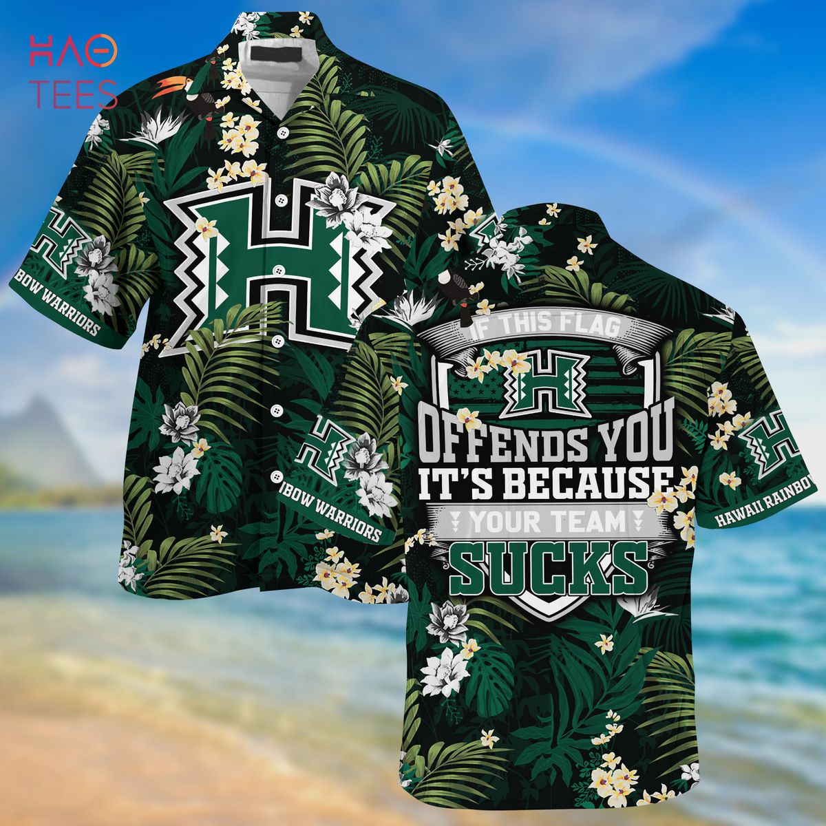 [LIMITED] Hawaii Rainbow Warriors Summer Hawaiian Shirt And Shorts,  With Tropical Patterns For Fans