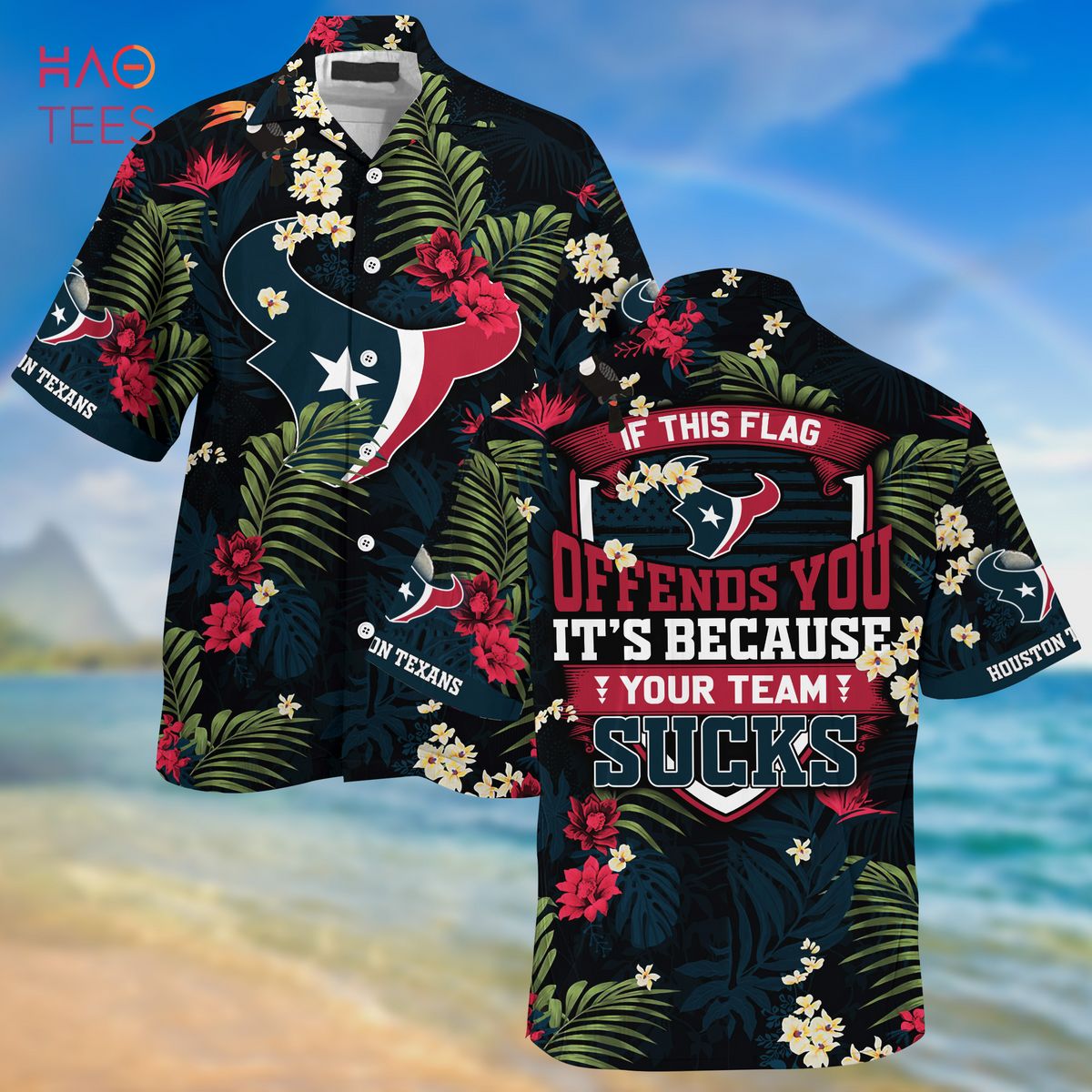 [LIMITED] Houston Texans NFL-Summer Hawaiian Shirt And Shorts,  With Tropical Patterns For Fans