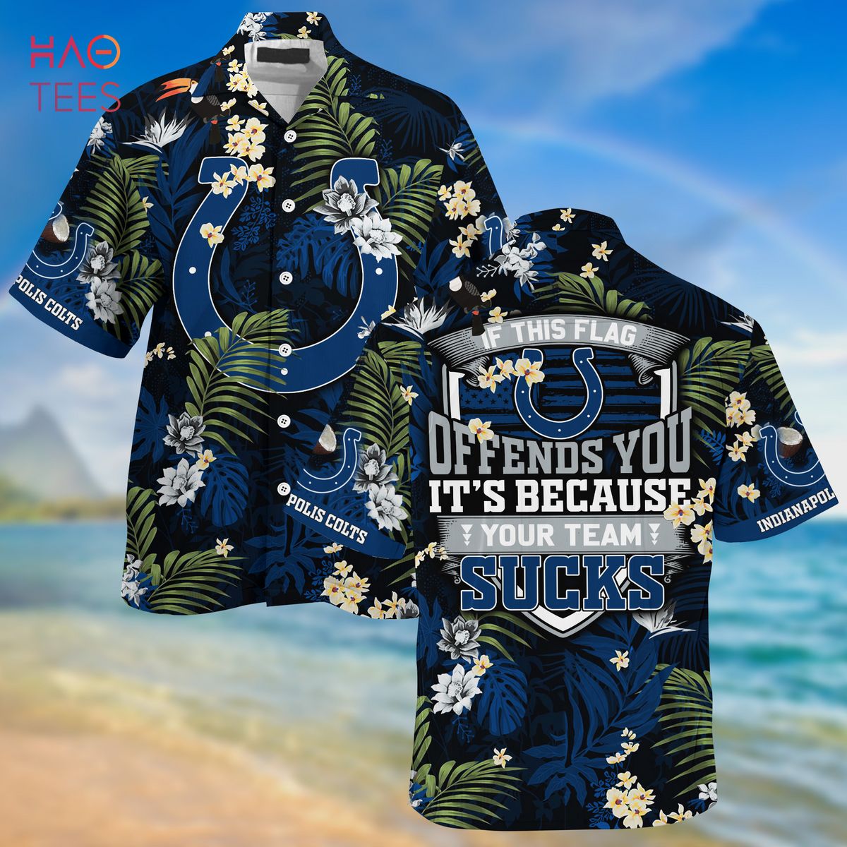 [LIMITED] Indianapolis Colts NFL-Summer Hawaiian Shirt And Shorts,  With Tropical Patterns For Fans