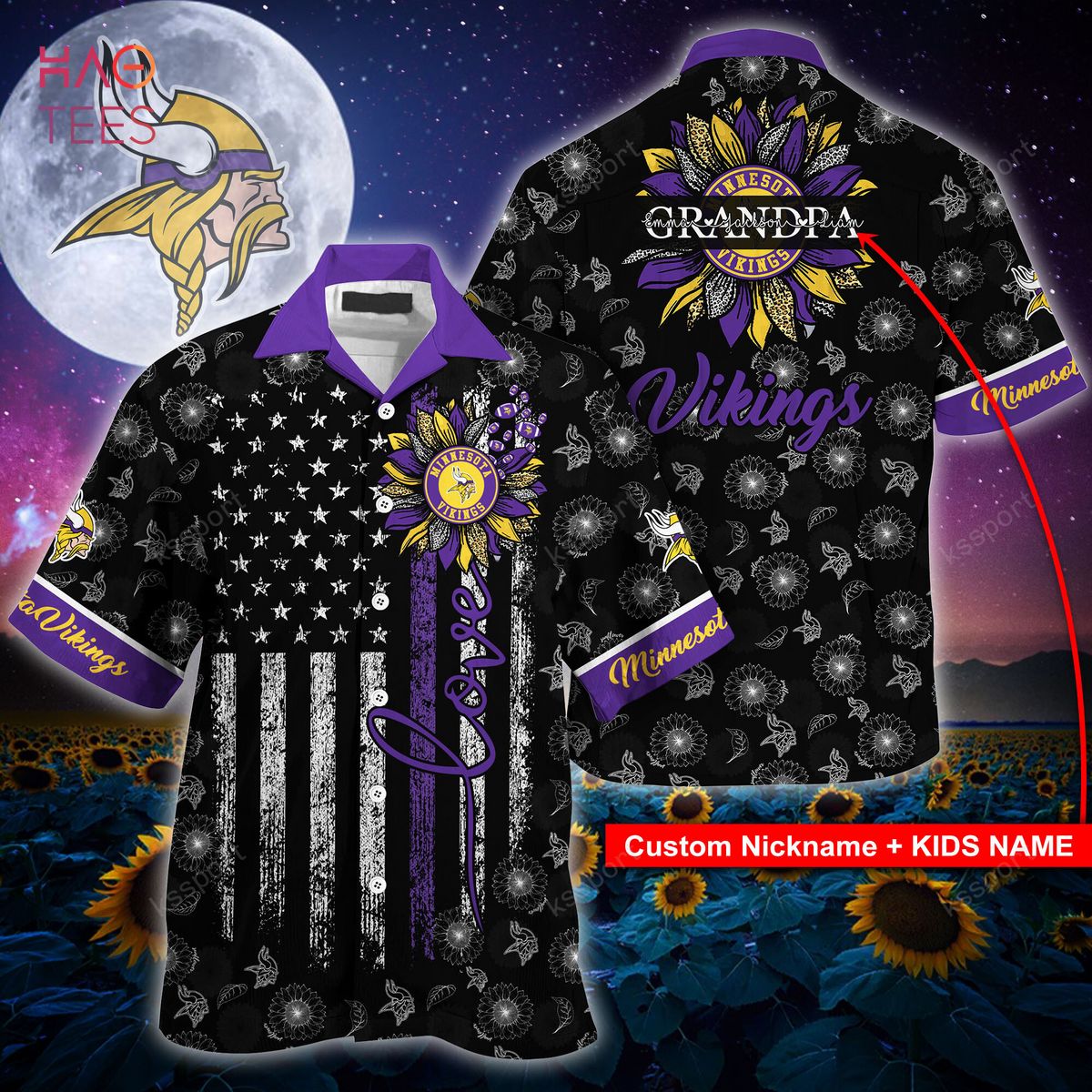 Minnesota Vikings NFL Custom Name Hawaiian Shirt Hot Design For