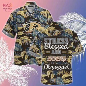 [LIMITED] Anaheim Ducks NHL-Summer Hawaiian Shirt And Shorts, Stress Blessed Obsessed For Fans