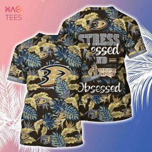 [LIMITED] Anaheim Ducks NHL-Summer Hawaiian Shirt And Shorts, Stress Blessed Obsessed For Fans
