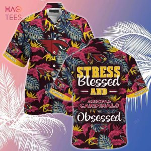 [LIMITED] Arizona Cardinals NFL-Summer Hawaiian Shirt And Shorts, Stress Blessed Obsessed For Fans