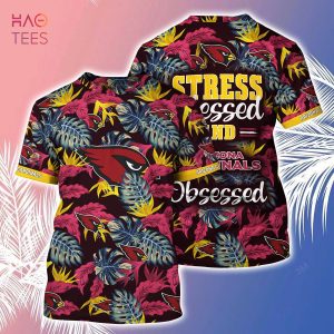 [LIMITED] Arizona Cardinals NFL-Summer Hawaiian Shirt And Shorts, Stress Blessed Obsessed For Fans