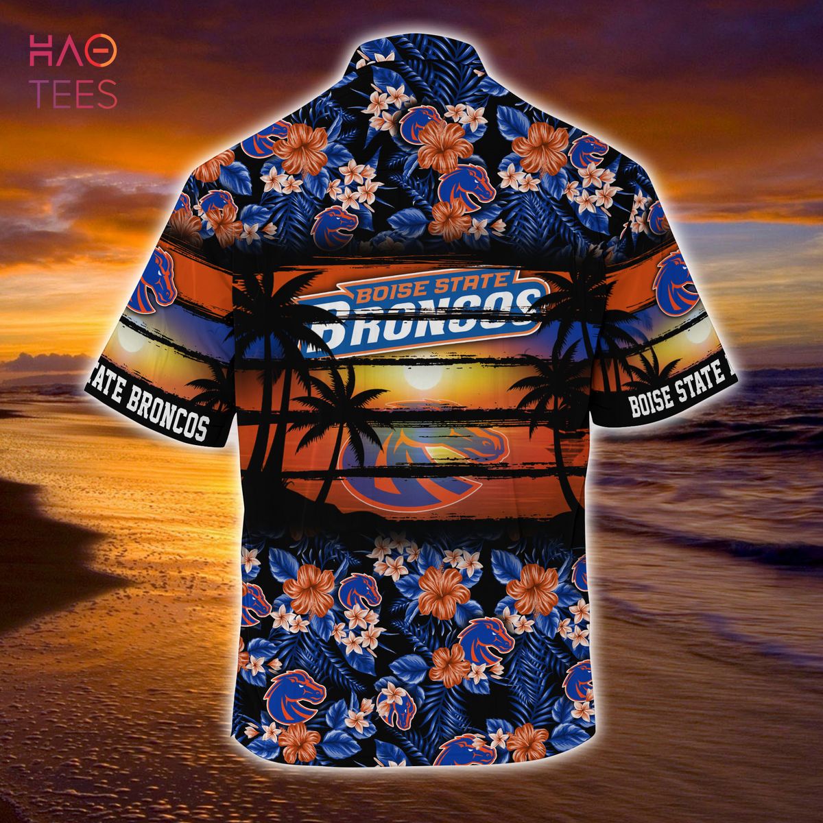 Boise State Broncos Tropical Flower And Flag Pattern 3D Hawaiian Shirt And  Shorts