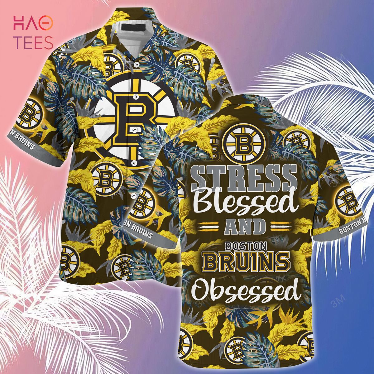 [LIMITED] Boston Bruins NHL-Summer Hawaiian Shirt And Shorts, Stress Blessed Obsessed For Fans