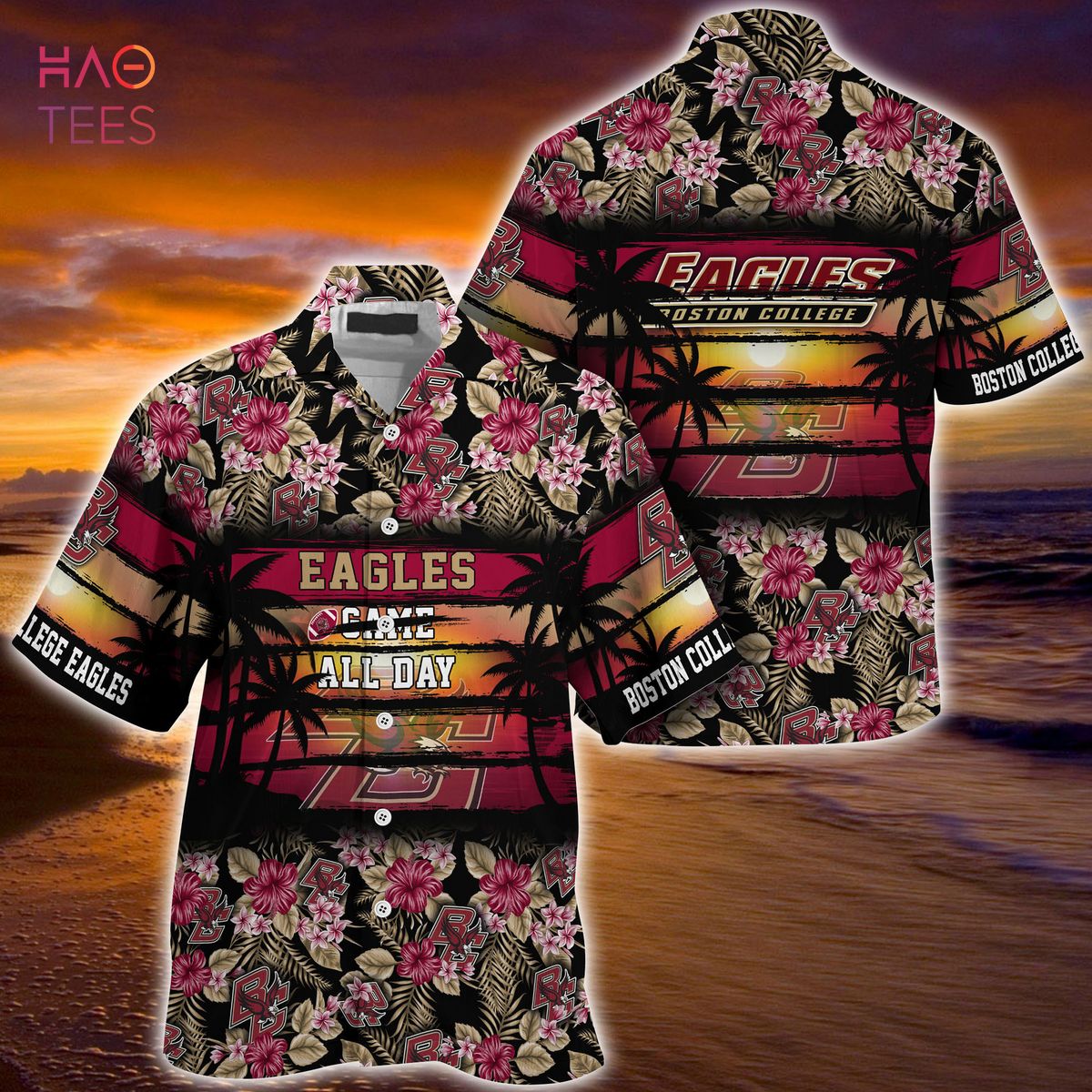 [LIMITED] Boston College Eagles Summer Hawaiian Shirt, Floral Pattern For Sports Enthusiast This Year
