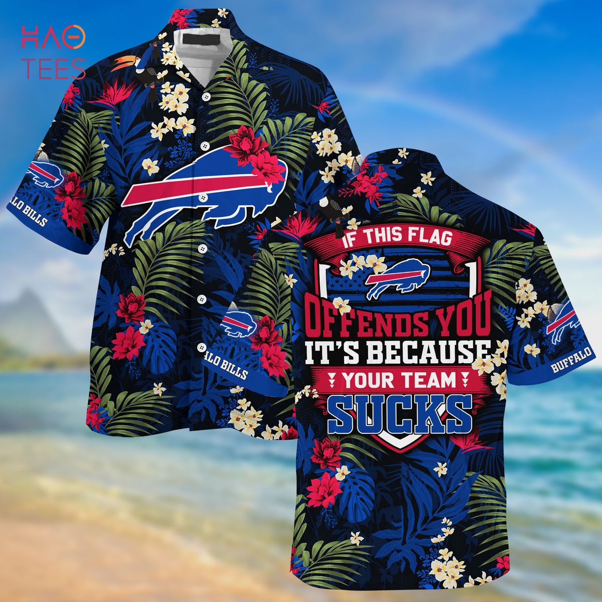 [LIMITED] Buffalo Bills NFL-Summer Hawaiian Shirt And Shorts,  With Tropical Patterns For Fans