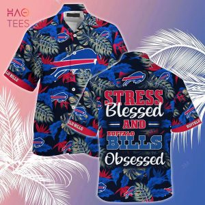 [LIMITED] Buffalo Bills NFL-Summer Hawaiian Shirt And Shorts, Stress Blessed Obsessed For Fans