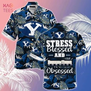 [LIMITED] BYU Cougars Summer Hawaiian Shirt And Shorts, Stress Blessed Obsessed For Fans