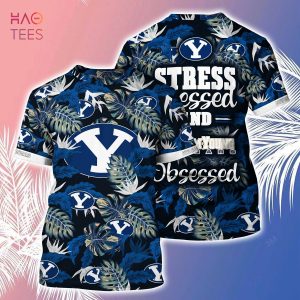 [LIMITED] BYU Cougars Summer Hawaiian Shirt And Shorts, Stress Blessed Obsessed For Fans