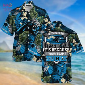 [LIMITED] Carolina Panthers NFL-Summer Hawaiian Shirt And Shorts,  With Tropical Patterns For Fans