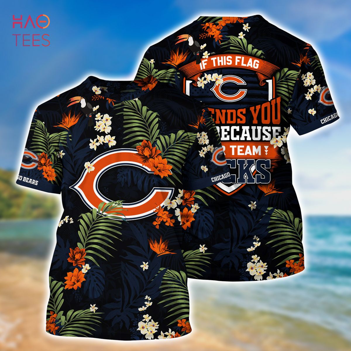 Chicago Bears Tropical Hawaiian Shirt And Shorts Summer Beach Set