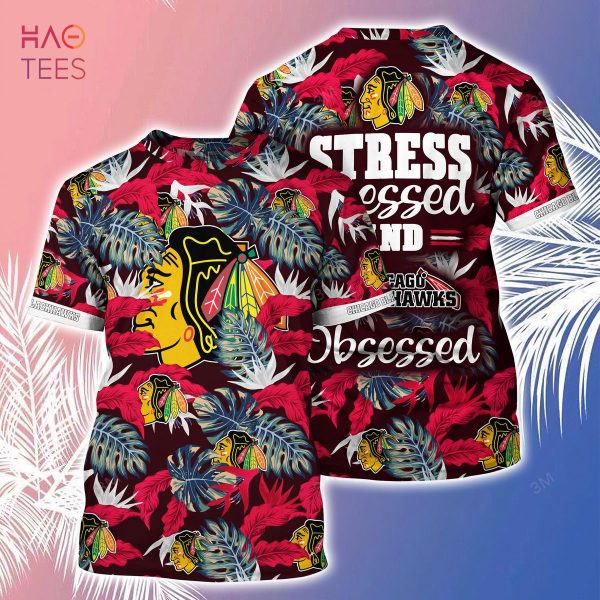 [LIMITED] Chicago Blackhawks NHL-Summer Hawaiian Shirt And Shorts, Stress Blessed Obsessed For Fans