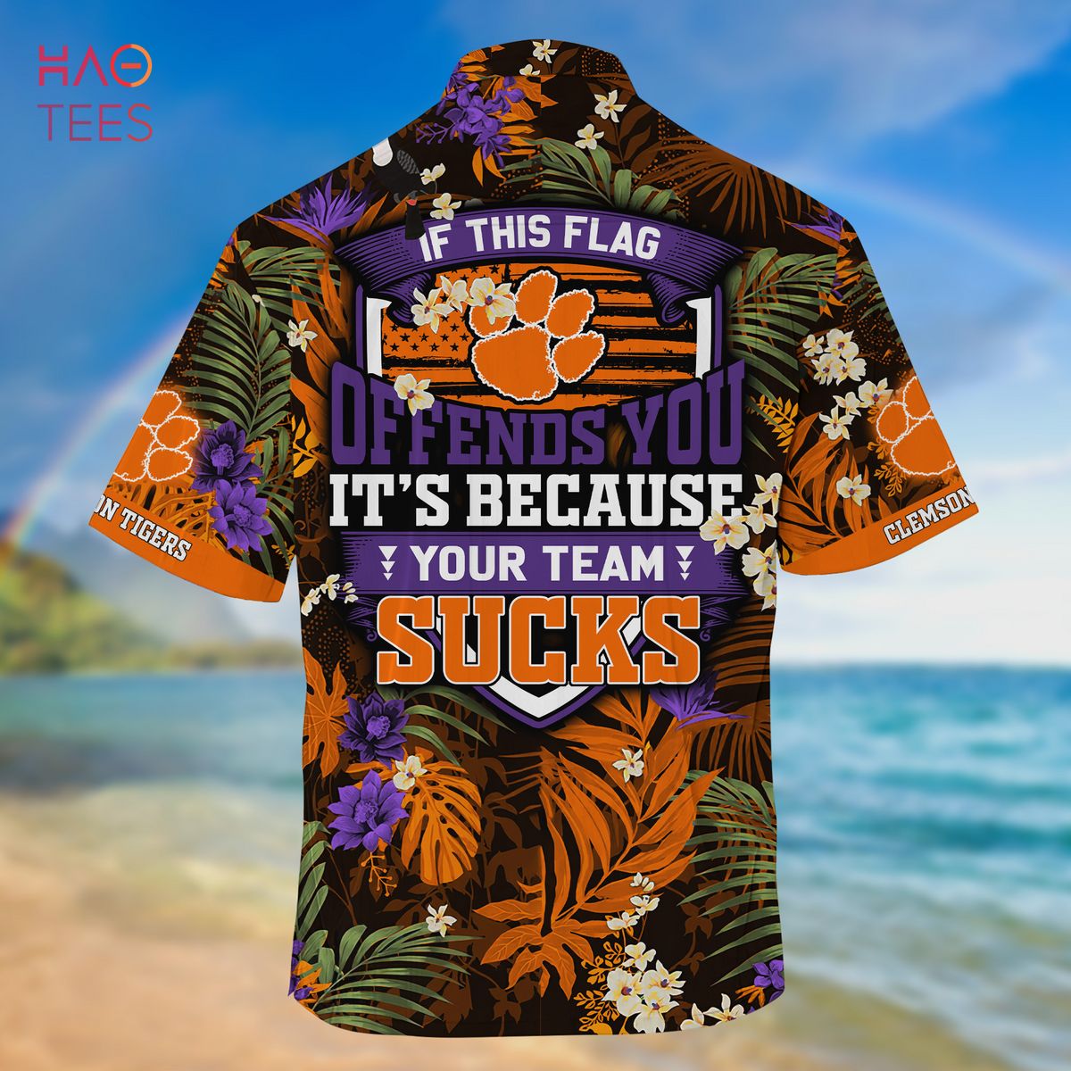 [LIMITED] Clemson Tigers Summer Hawaiian Shirt And Shorts,  With Tropical Patterns For Fans