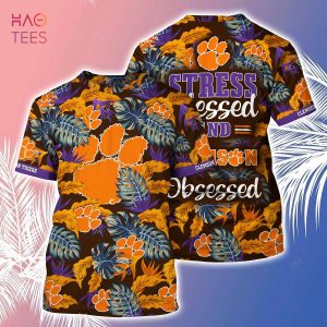 [LIMITED] Clemson Tigers Summer Hawaiian Shirt And Shorts, Stress Blessed Obsessed For Fans
