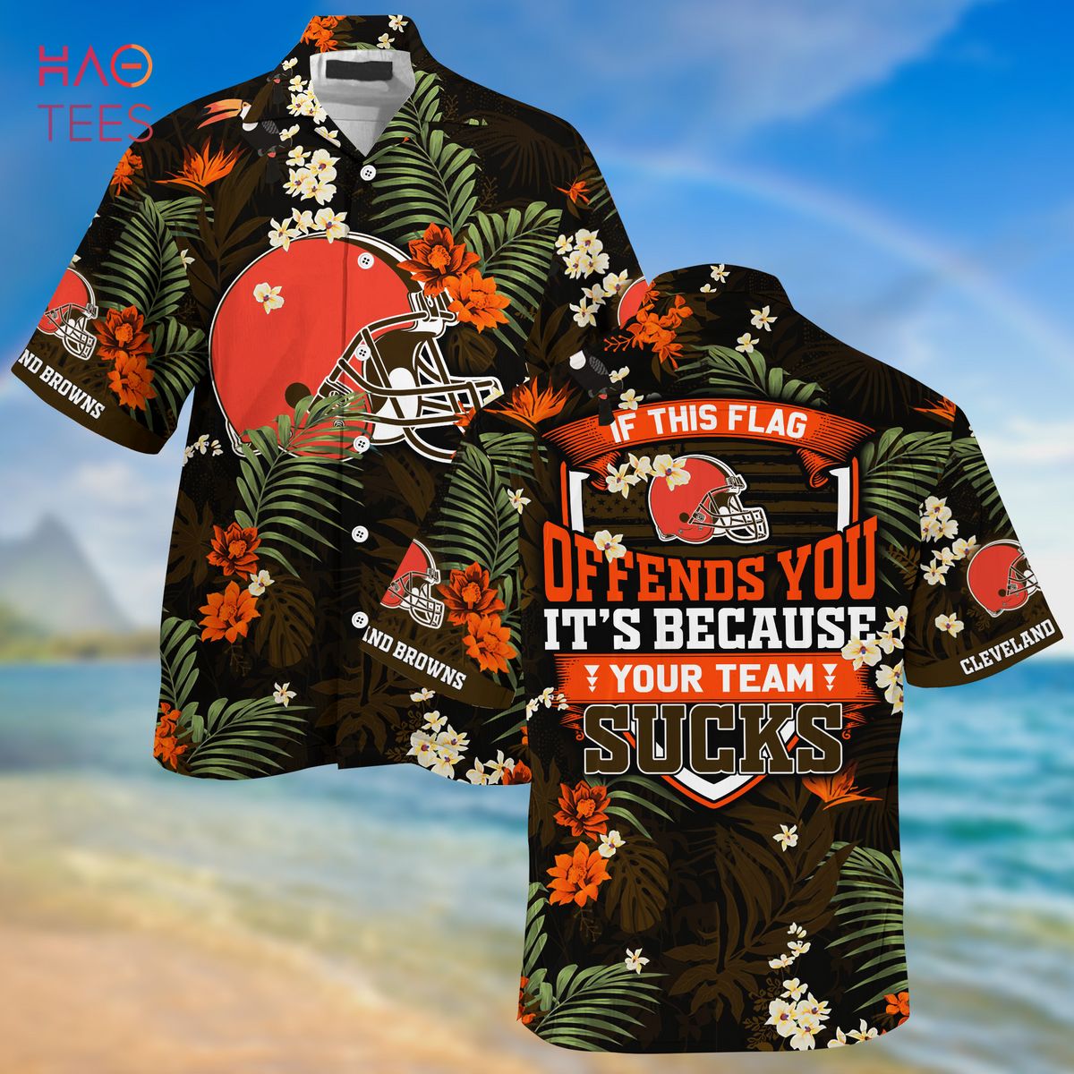 [LIMITED] Cleveland Browns NFL-Summer Hawaiian Shirt And Shorts,  With Tropical Patterns For Fans