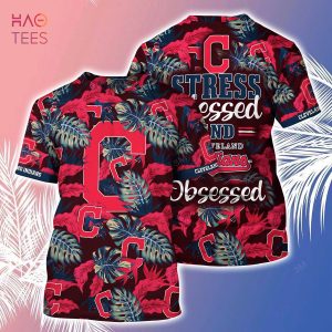 [LIMITED] Cleveland Indians MLB-Summer Hawaiian Shirt And Shorts, Stress Blessed Obsessed For Fans