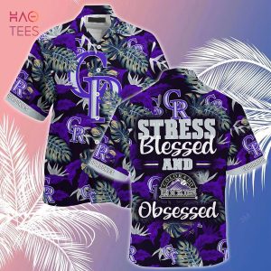 [LIMITED] Colorado Rockies MLB-Summer Hawaiian Shirt And Shorts, Stress Blessed Obsessed For Fans