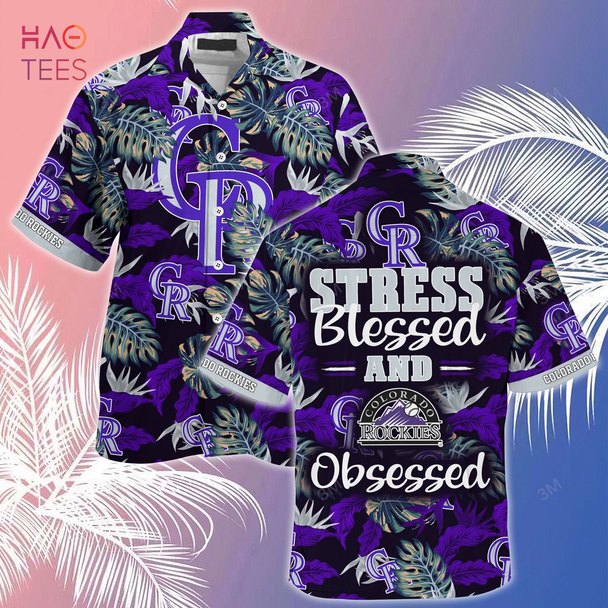 [LIMITED] Colorado Rockies MLB-Summer Hawaiian Shirt And Shorts, Stress Blessed Obsessed For Fans
