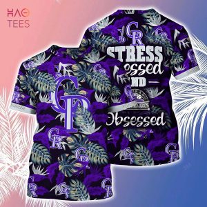 [LIMITED] Colorado Rockies MLB-Summer Hawaiian Shirt And Shorts, Stress Blessed Obsessed For Fans