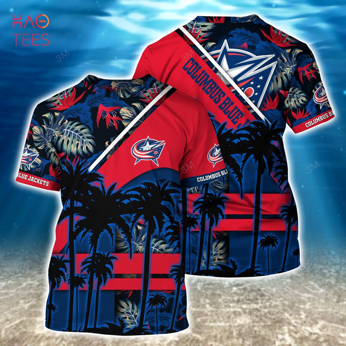 Men's Columbus Blue Jackets Short Sleeves Hawaiian Shirt Short